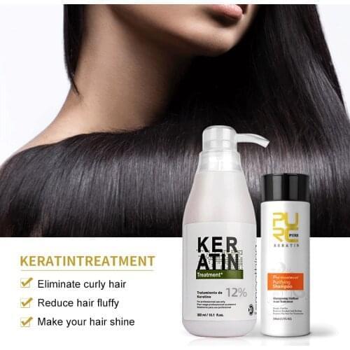 PURC 300ml Keratin Hair Treatment 100ml Purifying Shampoo Hair Care Sets Make Hair Straightening Shinning Hair Scalp Treatment