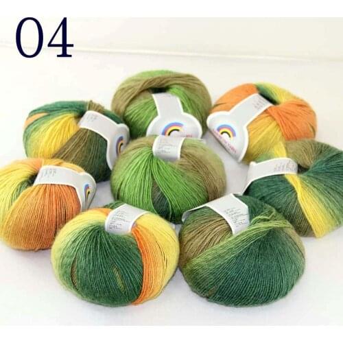 Sale Soft 8X50gr ballCashmere Wool Colorful Rainbow Wrap Shawl DIY Hand Knit Yarn Green Yellow Khaki Olive 524-04