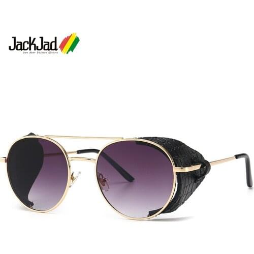 JackJad 2020 Fashion Vintage SteamPunk Punk Style Sunglasses Leather Side Shield Brand Design Sun Glasses Oculos De Sol 6001