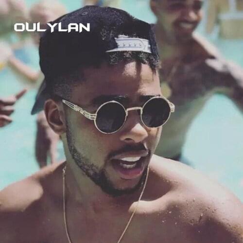 Oulylan Gothic Steampunk Round Sunglasses Men Women Alloy Eyeglasses Circle Shape Brand Designer Sun glasses Mirror High Quality