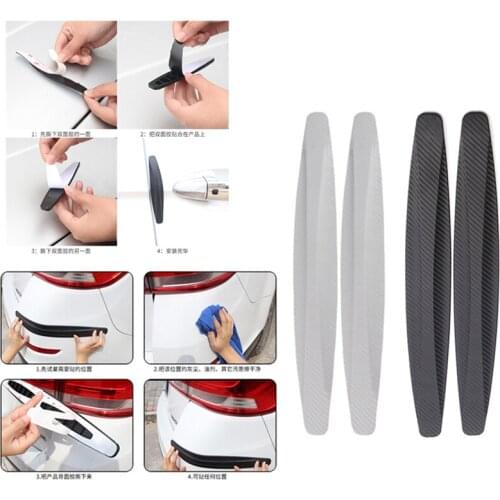 Universal 4 Pcs Car Bumper Strip PVC Rubber Carbon Fiber Door Edge Scratch-proof Strip Anti-collision Door Edge Protection