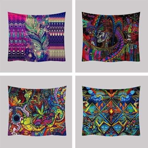 Bohemia Colorful Mandala Wall Hanging Tapestry Hippie Psychedelic Carpet Mushroom Plants Music Personality Wall Cloth Tapestries