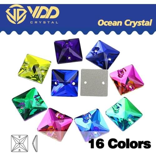 VDD Square Crystal Sewing Flat Back Glass Stones Loose Strass Sew On Rhinestones For Needlework Color Garment Dress Making