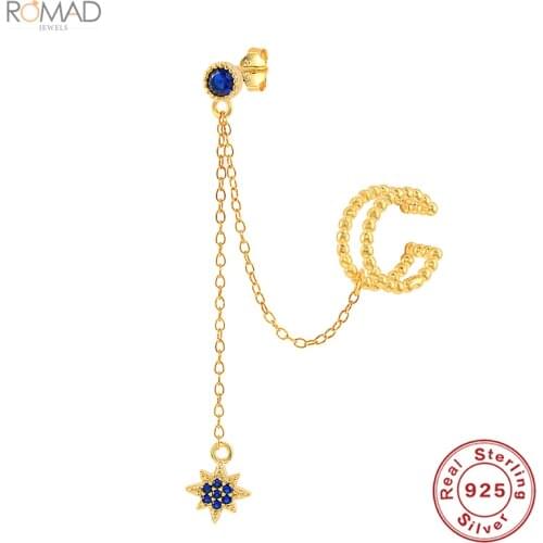 ROMAD S925 Sterling Silver Heart Chain Earrings For Women Simple Long Chain Earrings Hoops Ear Fashion Jewelry Bijoux Femme