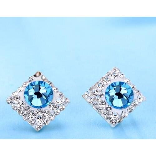 Kate Princess Diana William Wedding 1ct White, Orange, Blue Crystal Stud Earrings For Women Vintage Genuine 925 Sterling Silver