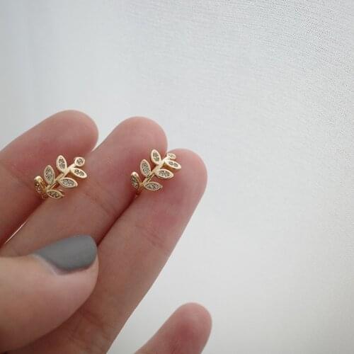 2021 Fashion Gold Leaf Clip Earring For Women Without Piercing Puck Rock Vintage Crystal Ear Cuff Girls Jewelry Gifts