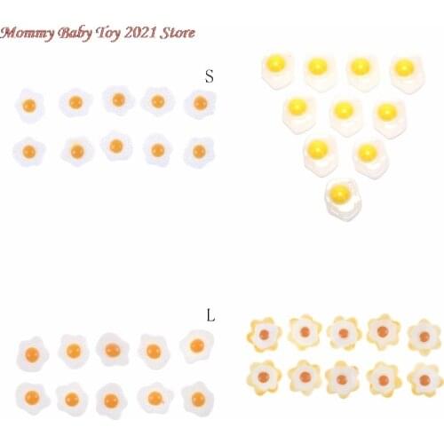 1/10PCS S/L DIY Resin Fried Egg 1:12 White Egg Flatback Cabochons Dollhouse Miniature Food DIY Scrapbooking