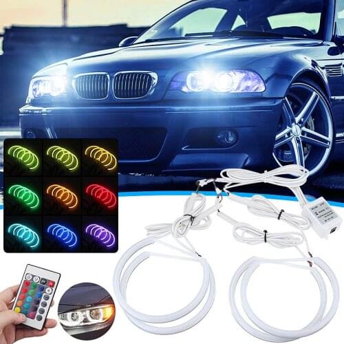 131mm 4pcs For BMW E36 E38 E39 E46 Ultra Bright Day Light DRL Angel Eyes Demon Eyes Kit Multi-Color RGB Halo Ring LED