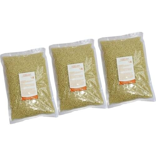 3 Bags Hard Wax Bean Hair Removal Bikini Depilatory No Strip Pellet Honey