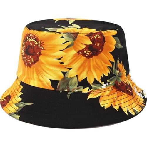 3D Sun Flower Print Bucket Hats Panama Hip Hop Fisherman Bucket Cap Women Men Summer Two Sided Fishing Hat Gorras