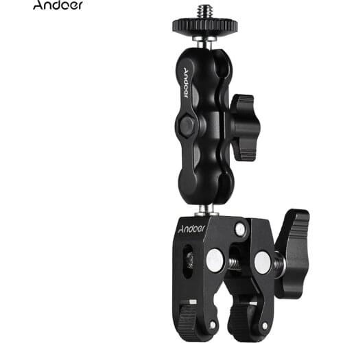 Andoer Multi-function Ball Head Clamp Ball Mount for articulating magic friction arm GPS Monitor Video Light Mic Super Clamp