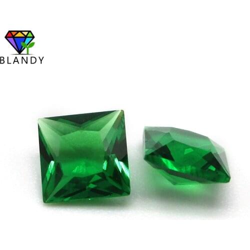 Free Shipping 1.5x1.5~8x8mm Square Shape Nano Green Stone Wax Casting 5A Green Nano Synthetic Gems For DIY Jewelry