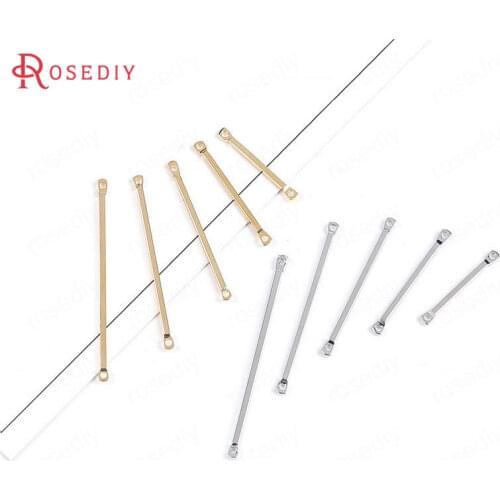 F561)20 pieces 2/2.5/3/4cm Gold Color Plated Brass 2 Holes Square Connect Rod Charms Diy Jewelry Findings Accessories Wholesale