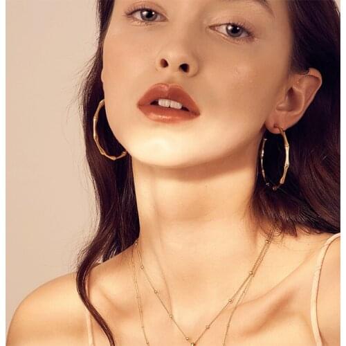 INS simple and fashionable retro big circle golden bamboo joint geometric European and American temperament wild earrings