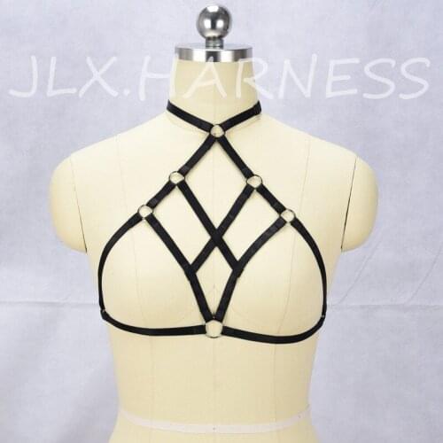 JLX.HARNESS Chest body harness adjustable cage bra bondage burlesque goth fashion elastic fetish sexy gothic underwear O0432