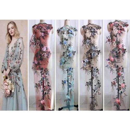 Beaded overlapping piece embroidered lace fabric super high-precision embroidery Sew On Patches Wedding Dress Decor Floral Patch