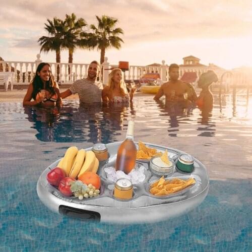 Summer Pool Party Bucket Inflatable Pool Float Beer Drinking Cooler Table Bar Tray Beach Swimming Ring Tray Cup Holder Supplies