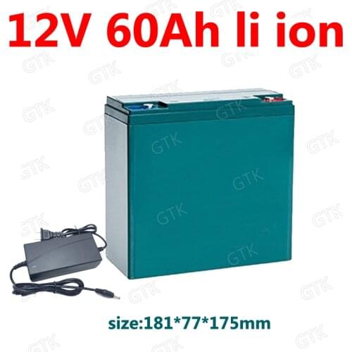 12V lithium ion battery pack 12V 60AH li ion bateria 18650 with BMS 3S for searchlight Trolling Inverter camping + 5A charger