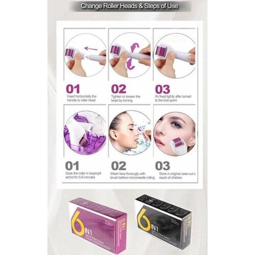 Derma Roller Micro Needle Roller Kit 6in 1 Hydra Microneedling Roller for Eye Face Body Skin Beauty Dermaroller Rejuvenation NEW