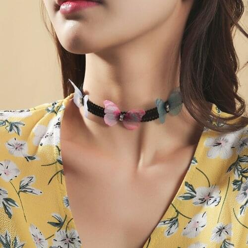 Cute Lace Butterfly Choker Necklace Charm Fashion Elegant Temperament Jewelry Women Simple Party Accessories
