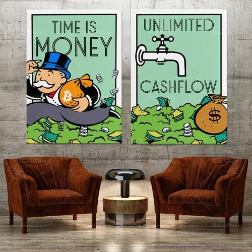 Motivation / toile inspirante, argent et flux de trésorerie illimités * double combo * bundle art mural bureau / décoration de l