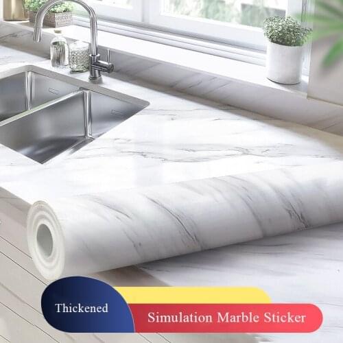 Marble Vinyl Film Stickers Thickened Self Adhesive Wallpaper Kitchen Cabinet Waterproof Oil Proof Films Wall Sticker Home Decor