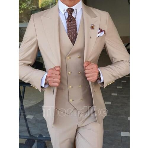 Thorndike New Arrival Costume Homme Men Suit Wedding Tuxedo Groom Prom Party Slim Fit Business Blazer 3 Pieces Jacket+Vest+Pants