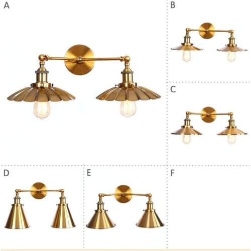 Double Head Bronze Iron Wall Sconce Edison Loft Industrial Vintage LED Wall Light Fixtures Adjust Bedside Wall Lamp Lighting