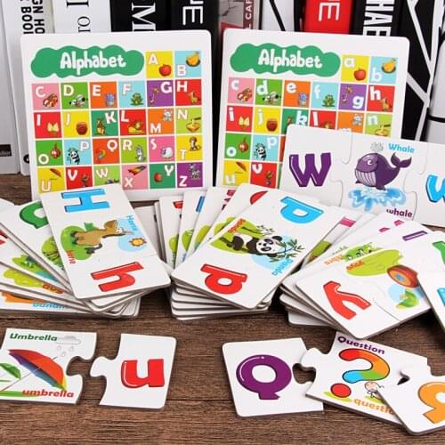 Kids Uppercase And Lowercase Letter Matching Card Games Fruit Animal Cognition Pair Puzzle Educational Toys For Children Gift