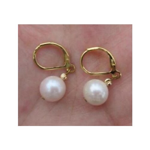 Wholesale price ^^^HOT PERFECT 9-10MM NATURAL ROUND AKOYA WHITE PEARL EARRING