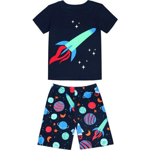 Pajamas Summer Childrens Clothing Sets Short-sleeved Pyjamas Kids Boys Home Clothes Cotton Sleepwear For 2 3 4 5 6 7 8 Years