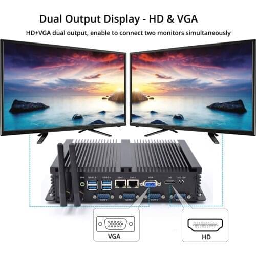 Eglobal fanless mini pc Core i5 3317U celeron 1007 Dual Nics 4 RS232 COM industrial computer with HDMI+VGA Windows XP Linux
