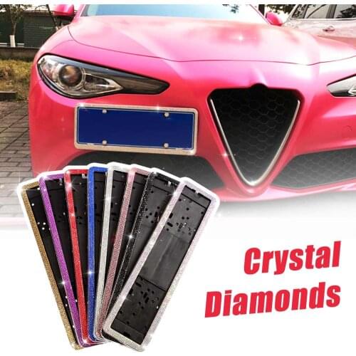 Car License Plate Frame Russian Car Licence Number Plate EU Luxurious Crystal Diamonds European License Plate Frame Car Styling