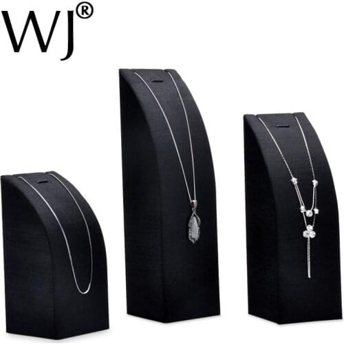 Luxury Black Silk Mannequin Table Chain Pendant Necklace Display Bust Decorate Organizer Jewelry Holder Stand Rack Showcase Set