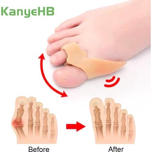 2pcs Big Toe Two Hole Thumb Valgus Toe Separator Silicone Gel Foot Fingers Protector Corrector Pedicure Foot Care Tool Massager