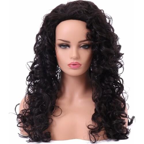 BESTUNG Long Brown Hair Curly Full Head Halloween Synthetic Wigs Cosplay Costume Party for Women