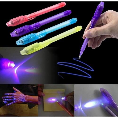 Luminous Light Pen Invisible Ink Magic UV Light Money Detector Pen 2 in 1 Kids Drawing Secret Learning Educational Magic Pens