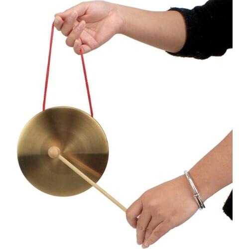10cm/4" Hand Gongs Brass Copper Cymbals With Wooden Stick For Band Rhythm Percussion Kids Music Toys