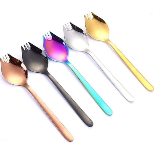 Western Food Two-purpose 304 Stainless Steel Spoon Fork for Coffee Ice Cream Dessert Kitchen Gadgets Tool