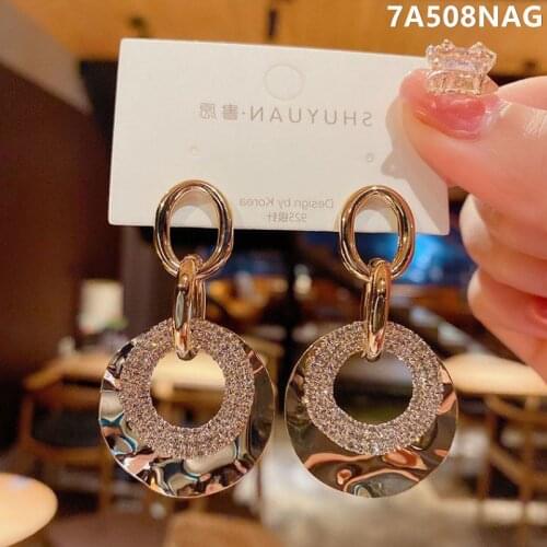 Japan and South Korea New Metal Eardrop Internet Celebrity Vigorous Girl Mosaic Semi-precious Stones Rhinestone Earrings