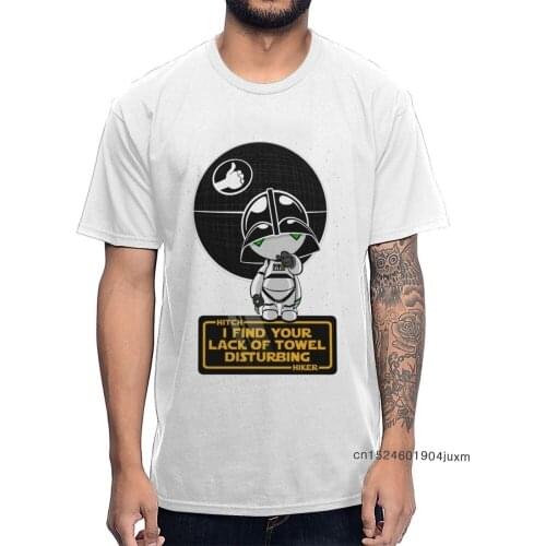 Funny Men T-shirts Science Design Hitchhikers Guide To The Galaxy Marvin Don't Panic T Shirt Popular Healthy Cotton Tee Shirt