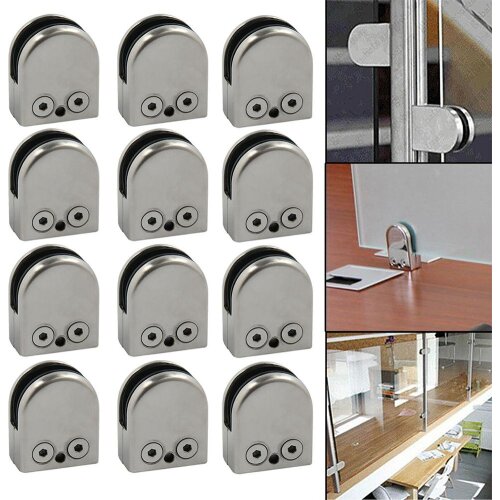 Glass Clamp Stainless Steel Clip Flat Back Bracket for Balustrade 6-12MM Glass Holder