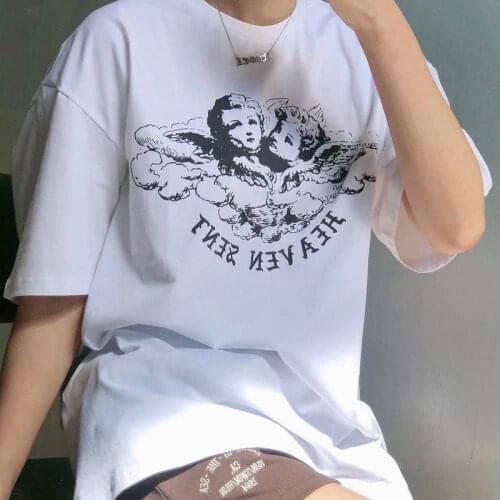 Brandy T Shirt Women 2021 Summer Angel White T-shirt Melville Kendall Jenner Clothes Aesthetic Graphics Pullover Oversized Tees