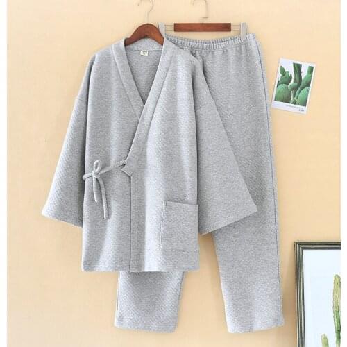 Winter Thick Pajamas Set for Men Keep Warm V-neck Cotton Modal Sleepwear New Fashion Traditional Oriental Japanese Nightgowns