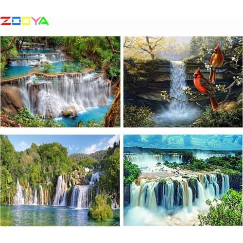 ZOOYA 5D DIY Diamond Embroidery Landscape Tree Forest Waterfall Diamond Painting Cross Stitch Round Mosaic Decoration CJ1179