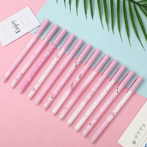 1Pcs Sakura Erasable Pen 0.5mm Creative Student Gel Pens Novelty Stationery Cute Pens Blue Signature Pen Kawaii School Supplies