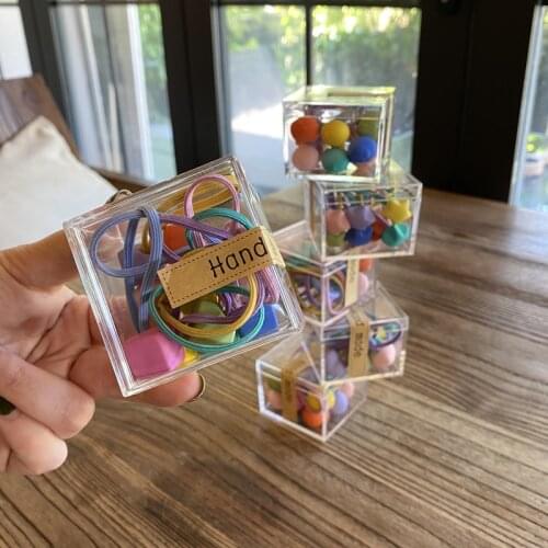 10 pcs/box Cute Bunny Star Princess Headwear Elastic Hair Bands Girls Rainbow Mini Headdress Ties Gum Ropes Hair Accessories