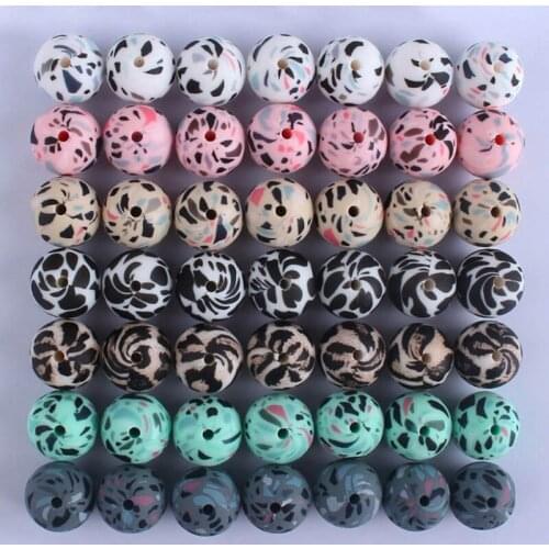 10Pc 15mm/12mm BPA Free New Leopard Print Silicone Beads Baby Teether Teething beads For DIY Teething Necklace Bracelet Pendant