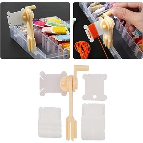 100Pcs or 200Pcs Plastic Bobbin Winder Yarn Winder Tools with Floss Bobbin Cross Stitch Sewing Supplies
