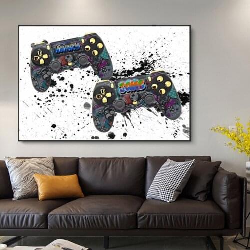 Abstract Graffiti Canvas Painting Play Station Gamepad Controller Posters and Prints Wall Art Picture for Living Room Home Decor